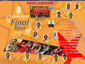 Плакат, представляющий команду ЦСКА в "Финале четырех" сезона 2003/04. Фото с официального сайта Евролиги Плакат, представляющий команду ЦСКА в "Финале четырех" сезона 2003/04. Фото с официального сайта Евролиги